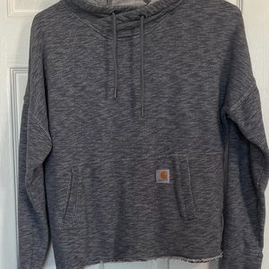 Carhartt womens small hoodie. Gray. kangaroo pocket. Loopholes for thumbs.